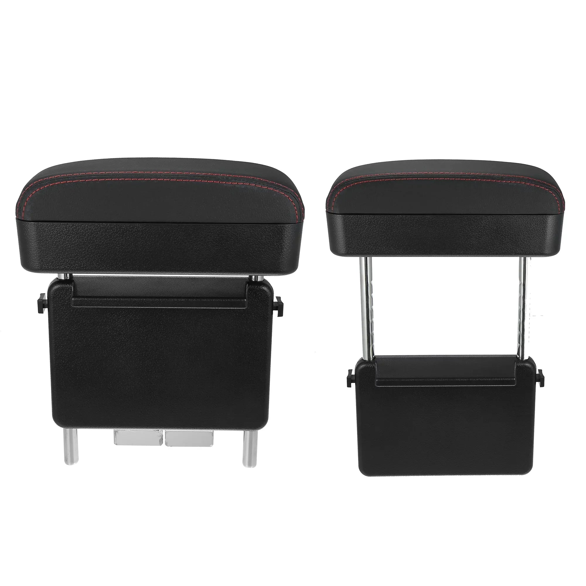Armrest Leather Seat Armrest Armrest Red Organizer Box Black Adjustable Box with Center PU Extender Gap Storage Car Line