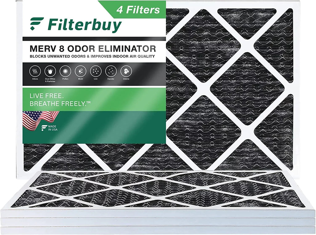 with Filterbuy MERV Furnace HVAC 14x24x1 Pleated Odor Activated Carbon Air 8 Filters AC (4-Pack) Eliminator