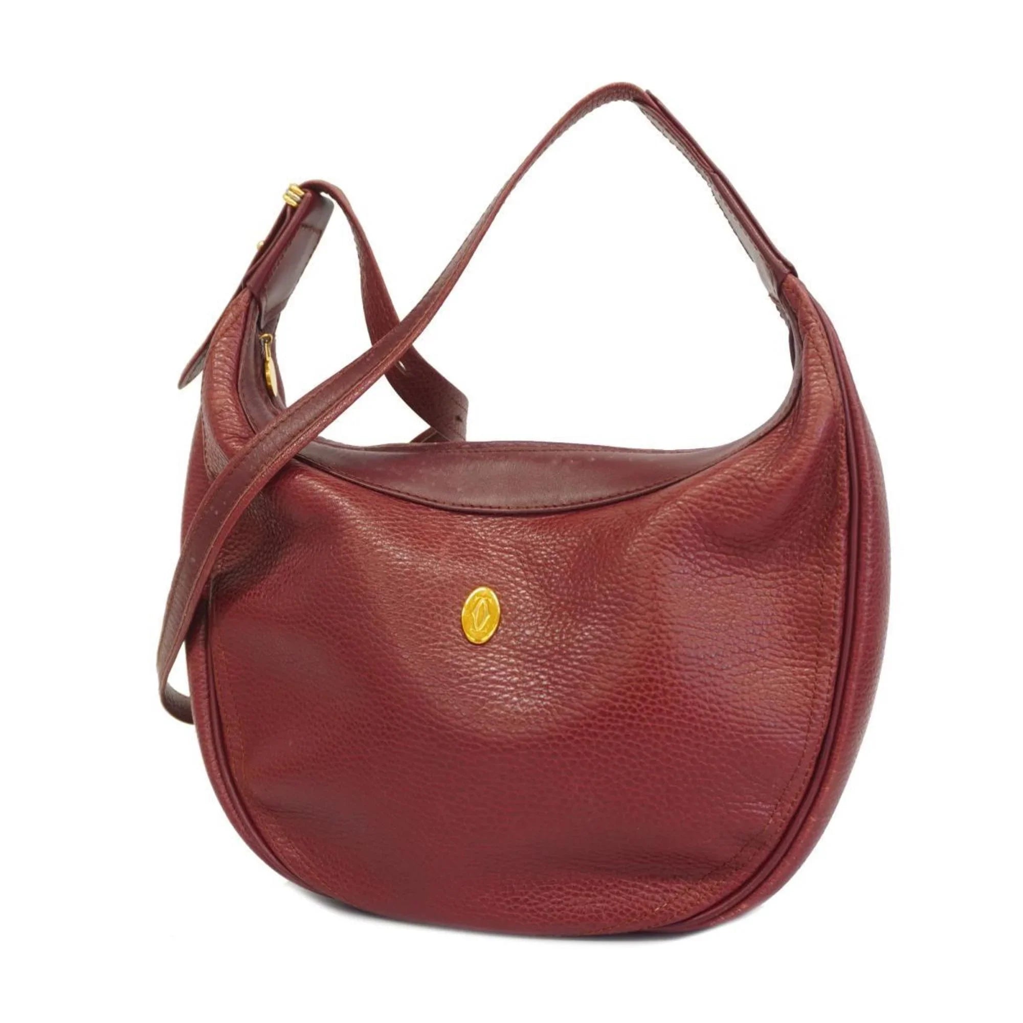 Red Ladies Shoulder Must Cartier Bag (Good) Pre-Owned Leather