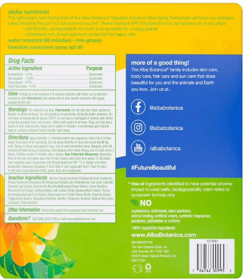 Alba 50 50 SPF Hawaiian Botanica SPF Sunscreen