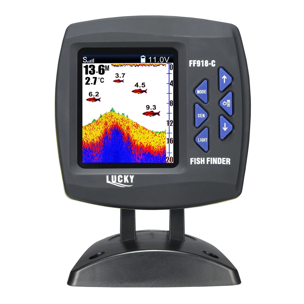 Fish Sensor LCD Fishfinder Finder Underwater Monitor Fishing Locator Underwater Fish Boat Portable Detector Transducer Tomshoo Fish Degrees 45 Finder Fishfinder Wired Fish Waterproof