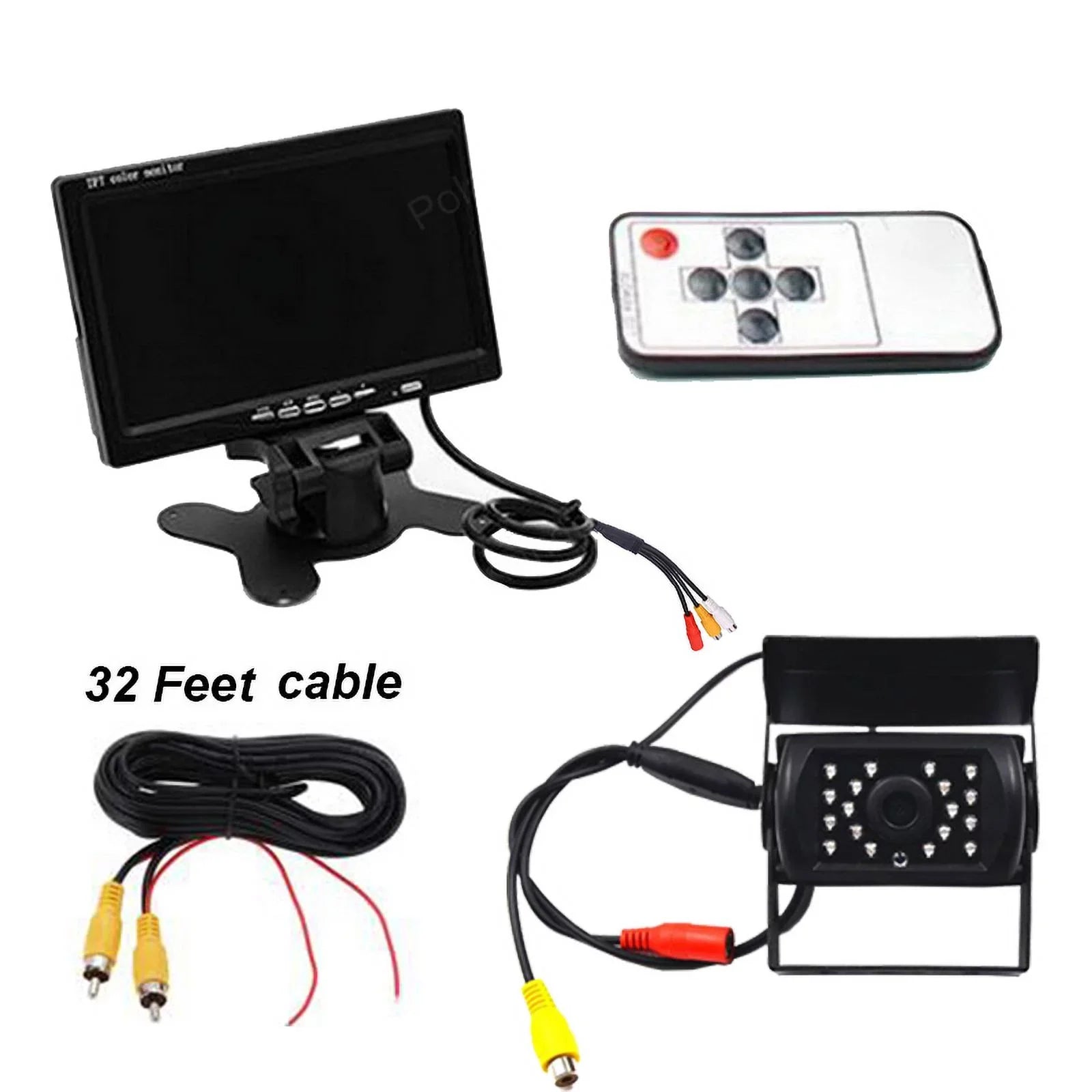 feet with Night RV Vision+32 Van cable IR 12V/24V Bus TFT parking camera Car Car for LCD Truck LED system 18 7inch Monitor reverse