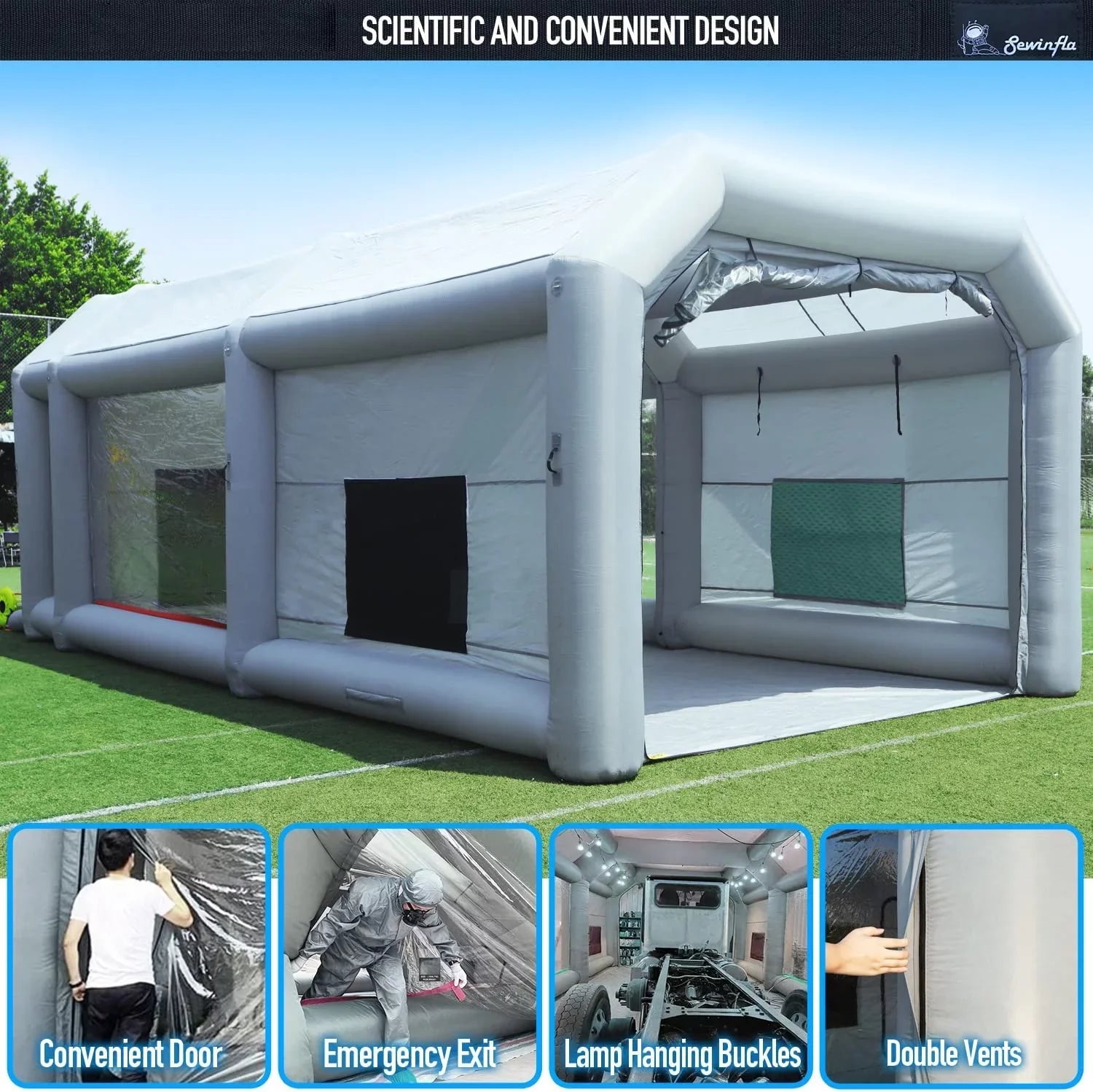 23x20x14.5Ft Paint Booth Inflatable Booth with Painting Spray Sewinfla Blowers Portable Inflatable Professional Booth Car