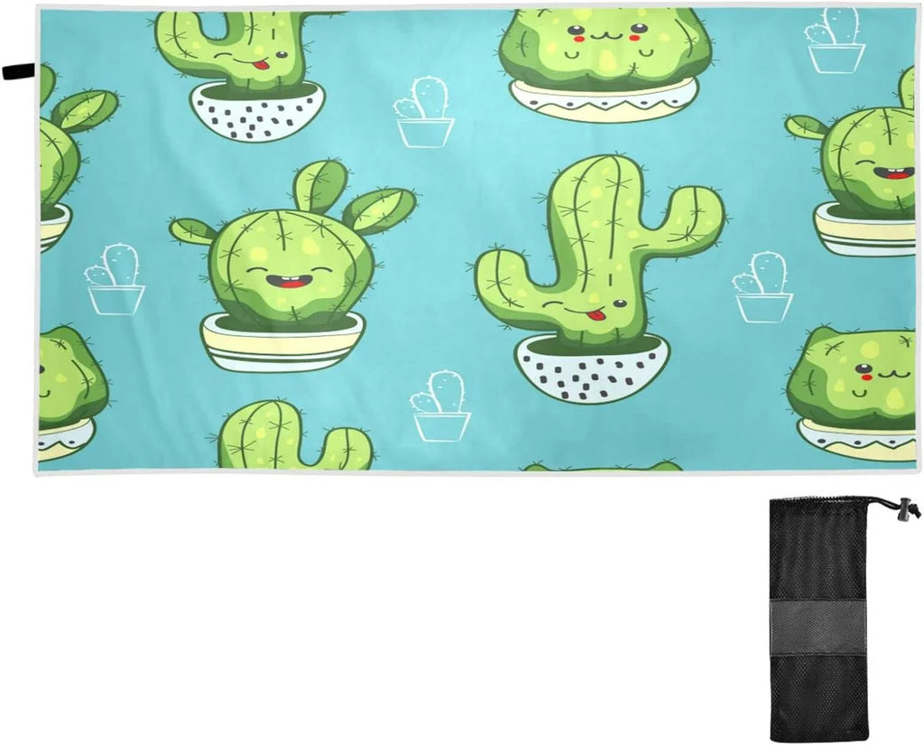Cute Absorbent Towels Lightweight Towel - Super Beach Dry Cactus Swimming Bestwell Towel Compact Holiday（203） for Quick - Oversized Kawaii Camping Travel