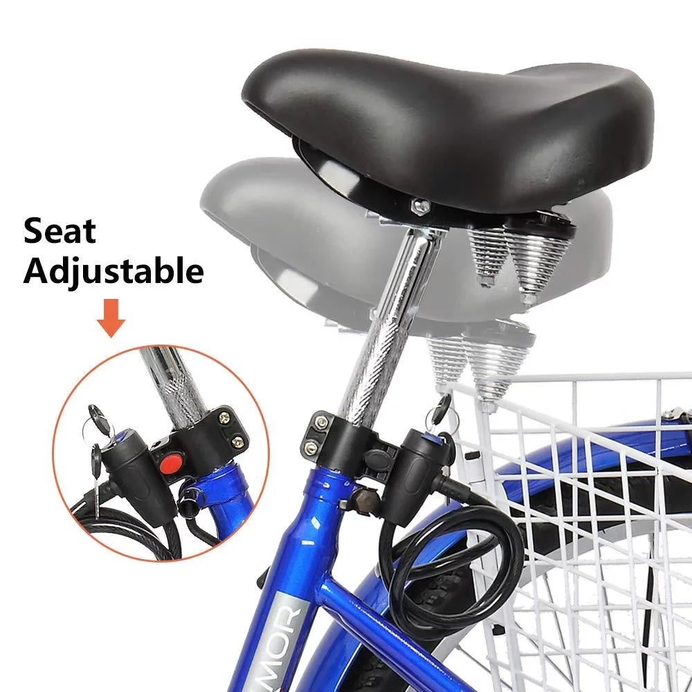26-Inch Women's SalonMore Men's Bike, Wheel Blue Tricycle Adult