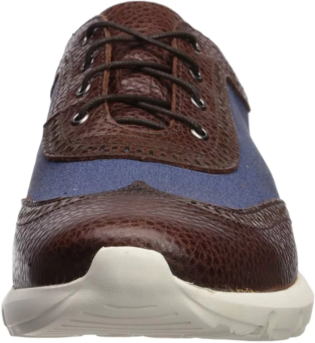 NEW YORK MARC Wingtip Jeans, Lightweight Extra Fashion JOSEPH Leather Technology Sneaker,Cognac/Pebble M 13 Men's