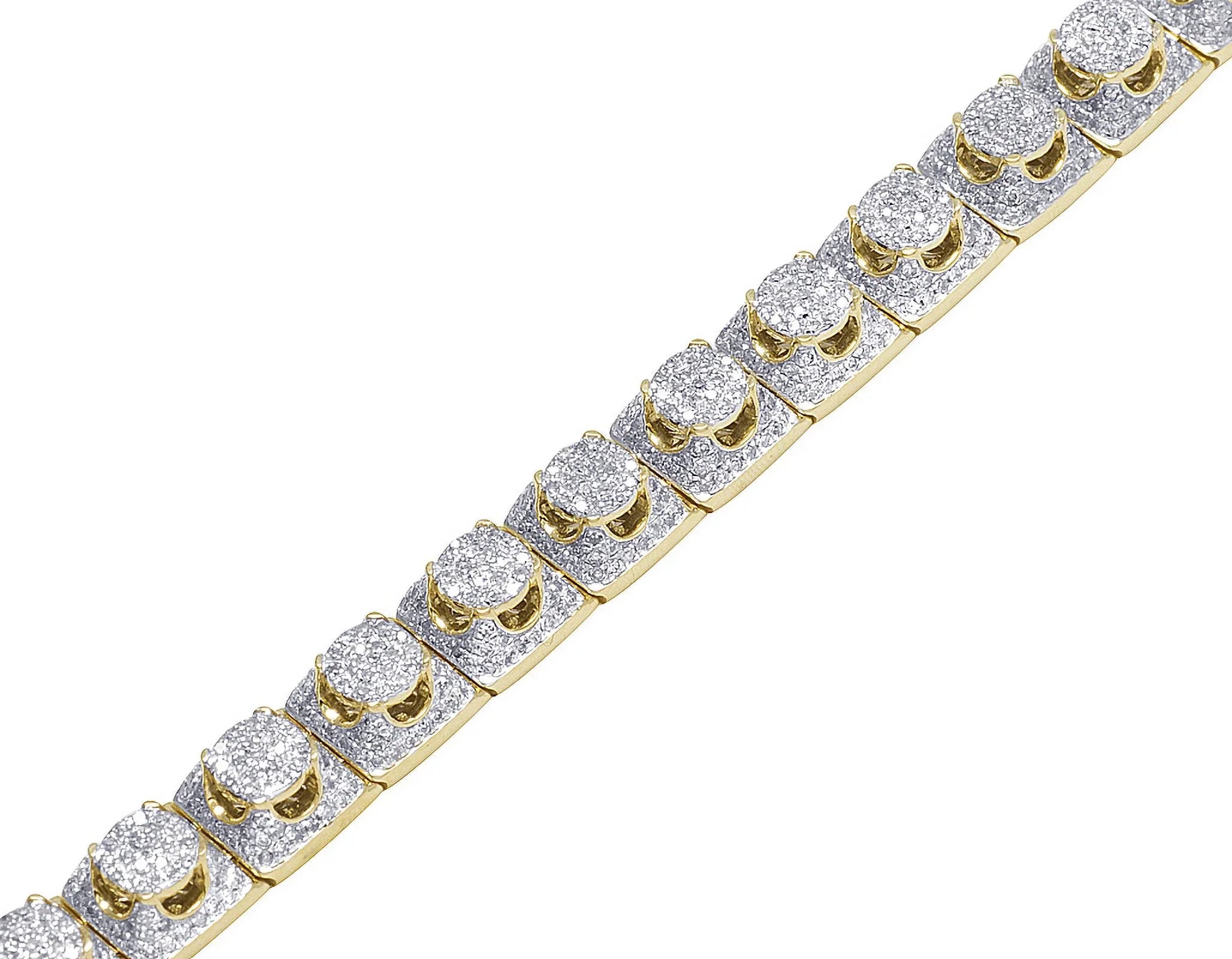 Gold Bracelet CT Yellow 6.6 8.5" Men's 8MM Diamond Cluster 10K