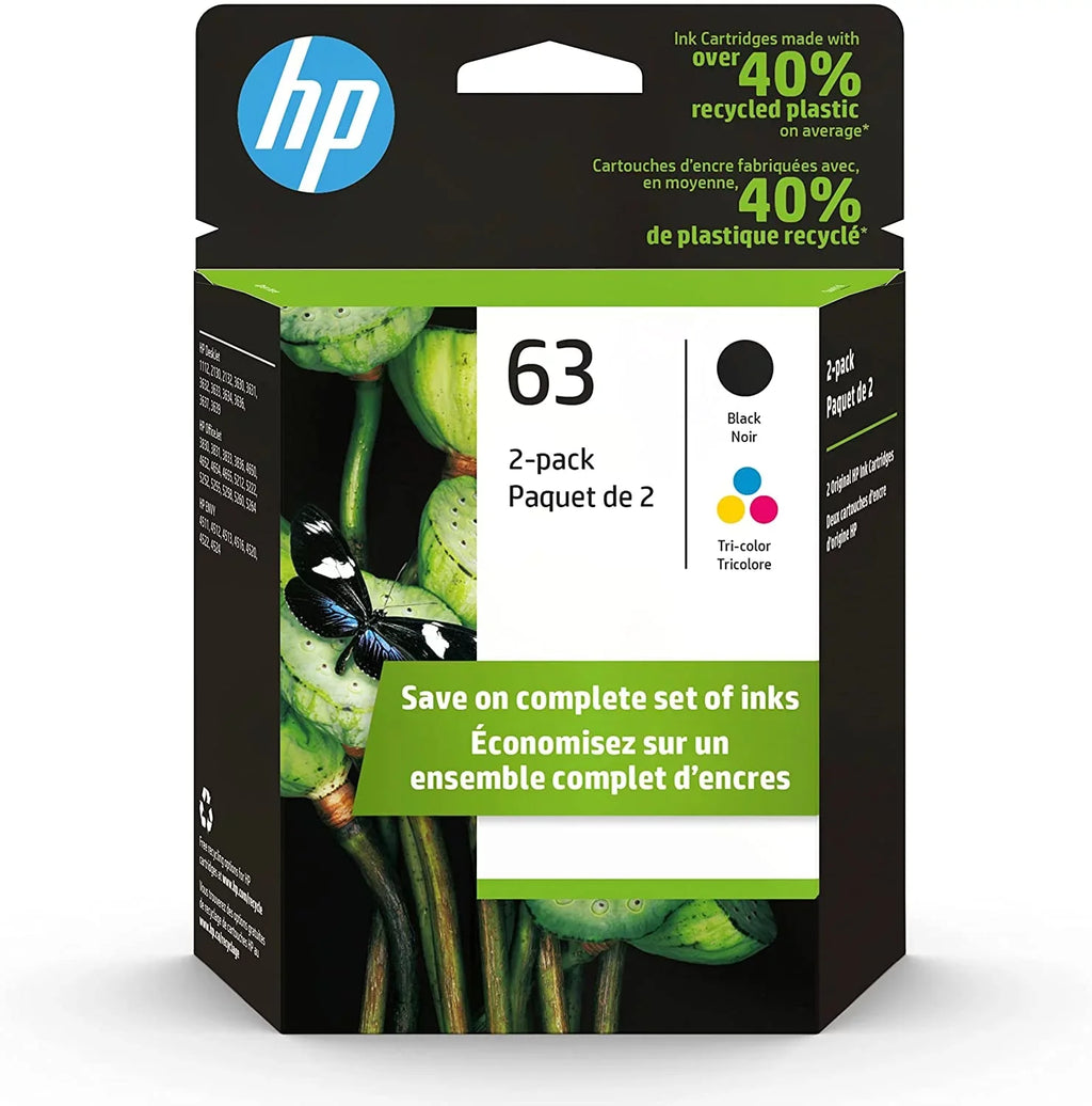HP Cartridges Ink Color Black and (‎L0R46AN#140) Combo 63