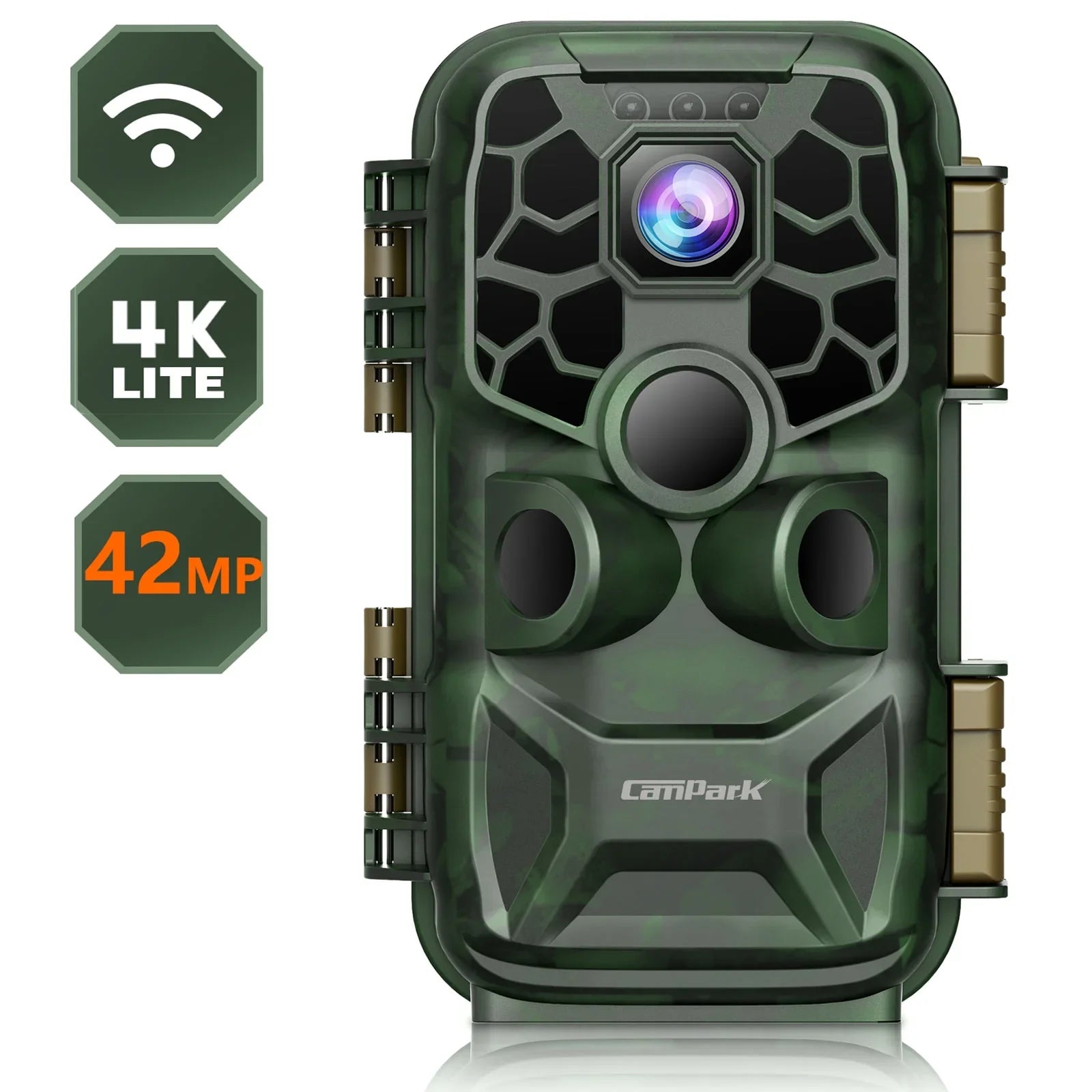 Game Camera Trail Wildlife WiFi Deer for Infrared 3PIR 42MP Waterproof 4K 2.4" Bluetooth Night Trigger Sensor IP66 Cam 0.2s Trail Camera with Monitoring Hunting LCD Vision CAMPARK