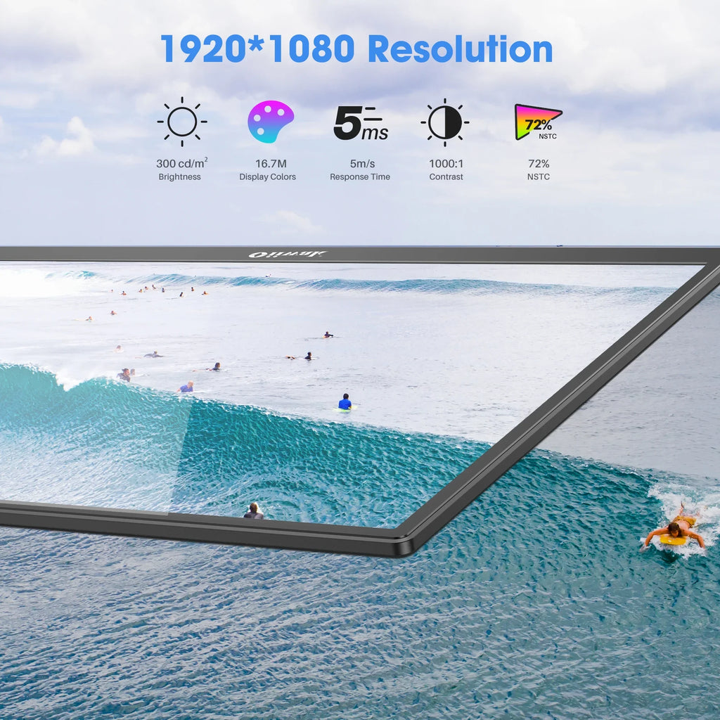 1080P Monitor,100HZ VESA Foldable 100% sRGB FHD Speakers, Stand Extender Laptop, 180° for inch Large Gaming Screen & Frameless Dual Second Monitor, 18.5 Portable IPS Travel Oiiwak