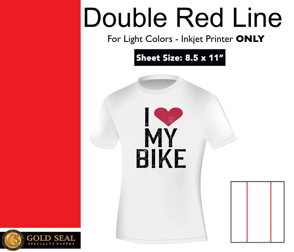 Iron Red 8.5 Paper - On Heat Light Inkjet Line Transfer - Double Sheets x - 11" 200
