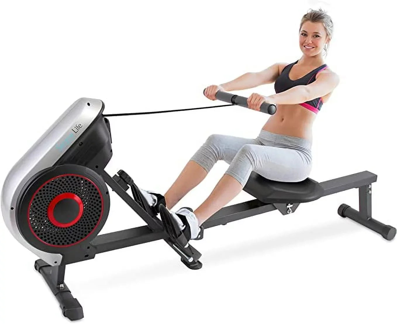 Rowing for Magnetic and Machine Machine Resistance Machine SereneLife Levels Rowing Exercise (Black) Rowing Gym, (8) Selectable Air