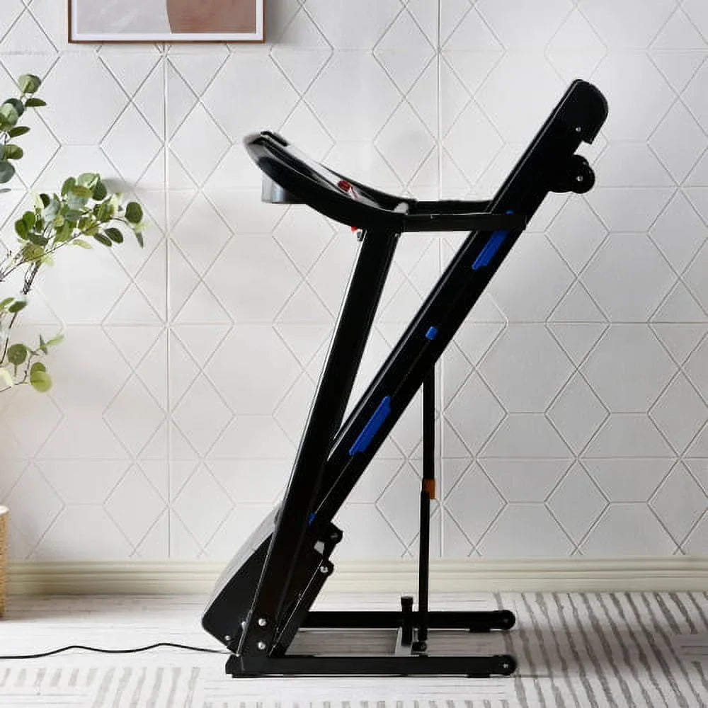 Bluetooth Home Machine Running with Double with Speaker Foldable Electric Incline: Treadmill Pulse Sensor, Absorption, 3.5HP Automatic Shock