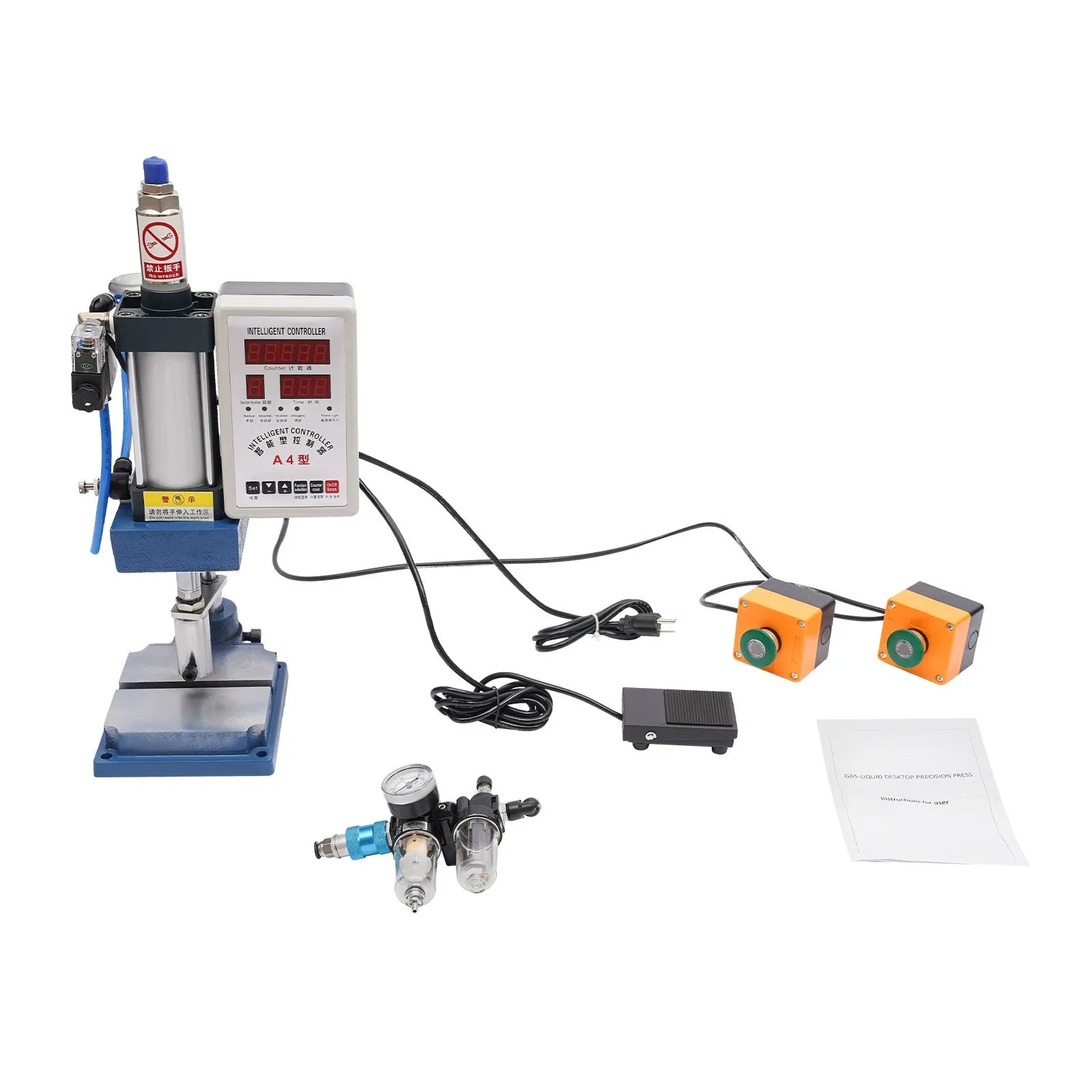 Desktop Double Press 440lbs Punching Pneumatic Press Wuzstar Machine, Control Machine Digital Punch