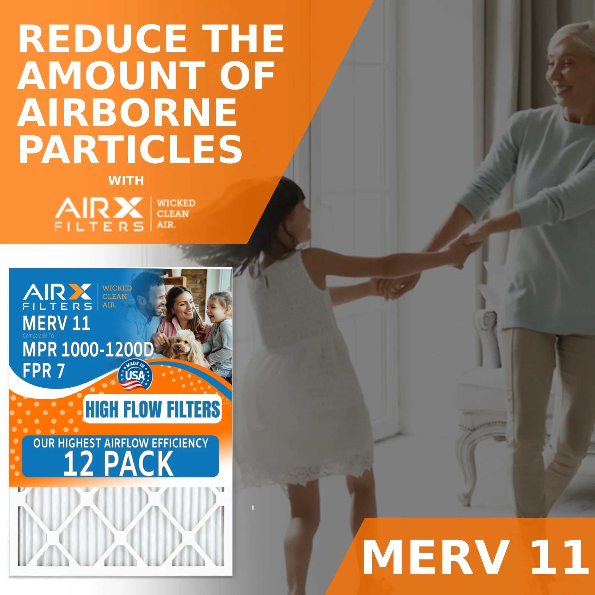 WICKED 14x25x1 of High MPR MERV USA Filters 7, CLEAN 1000, Made 12 Air Pack of FILTERS Comparable AIR. Rating, Efficiency Filters Furnace FPR Filter by Pack in to 11 12 1200, MPR Furnace AIRX