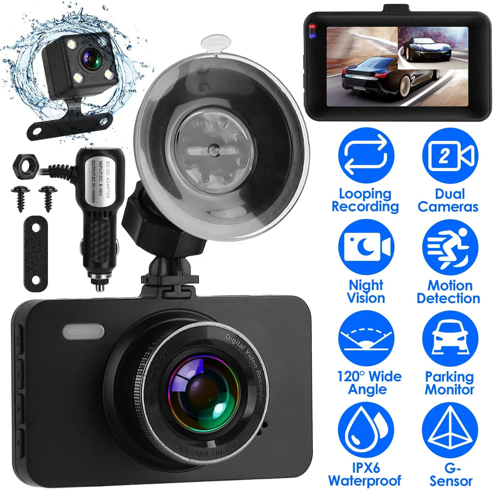 Detection with Video Camera Night Not 1080P Motion Front Rear Car Loop iMounTEK Included) Dual DVR MMC G-Sensor (32G Dash Recorder Cam Vision Recording Car Card