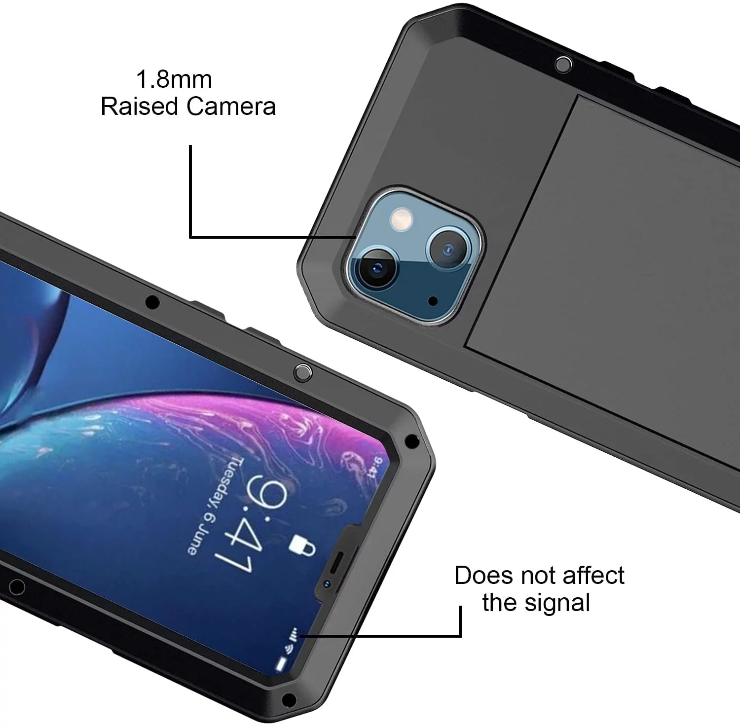 Rugged (Black) Metal 14 exterior Scratch Heavy Resistant Glass Grade Protection, Military Gorilla and Case iPhone Aluminum Travel Duty Shockproof Pro