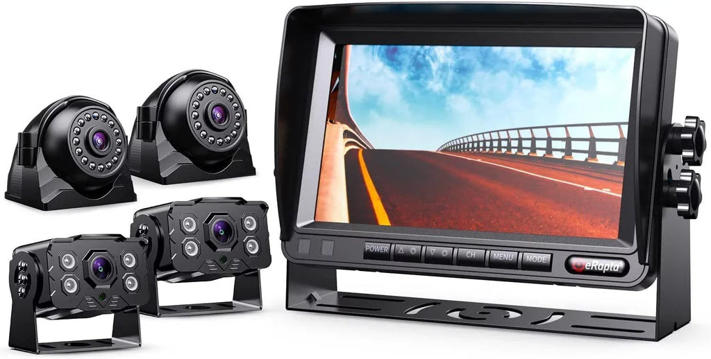 Camera 1080P Screen Split 7" Wheel Camera Car Reversing and Trailer Y0202 Kit Wired Truck eRapta Monitor RV System Backup for Side Rear Vision Tractor System Back up Night 5th Parking