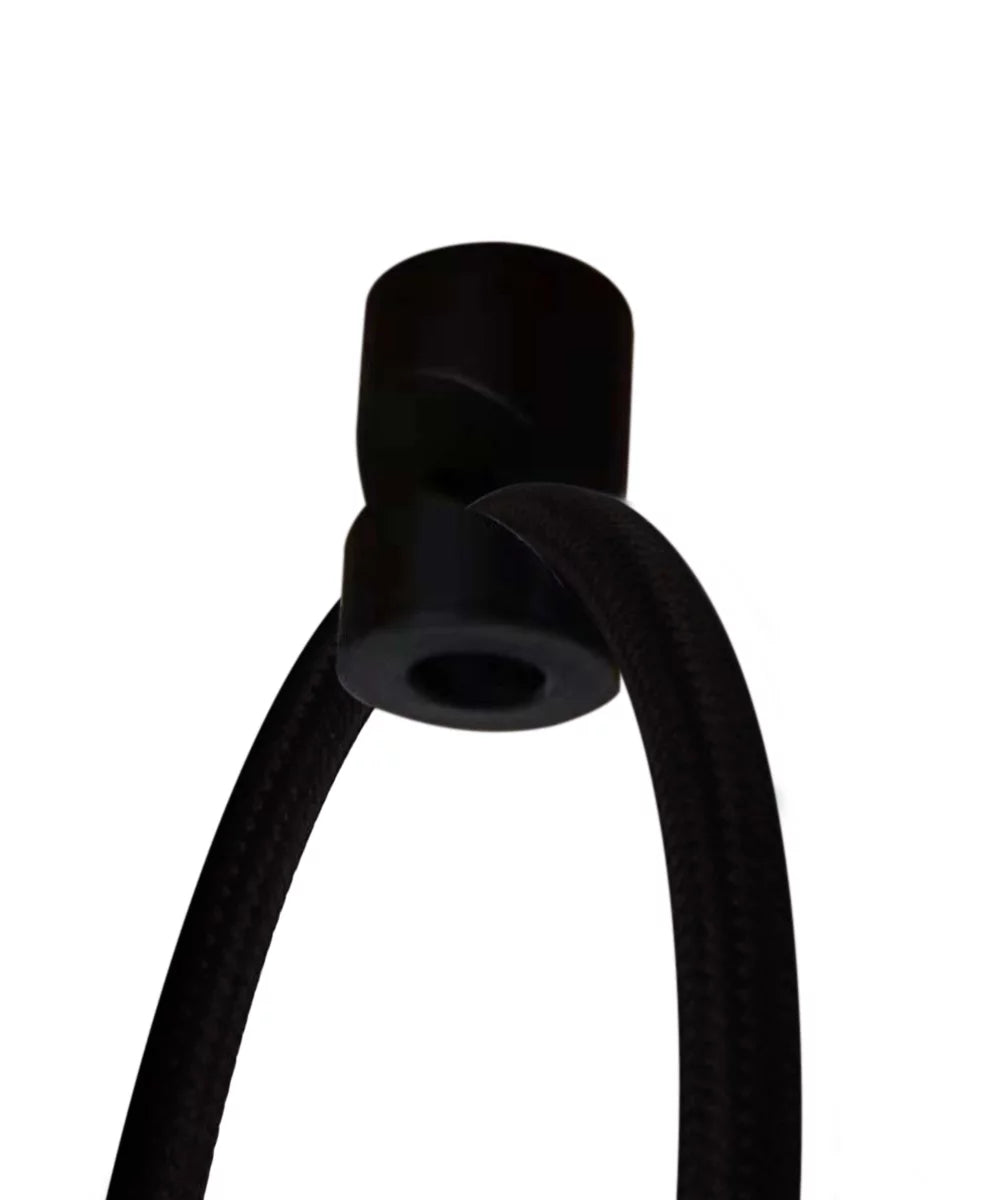 Square 1 Pendant Swag Drum Light Black Rounded Cord Shade, 14"w Oatmeal Corner Plug-In