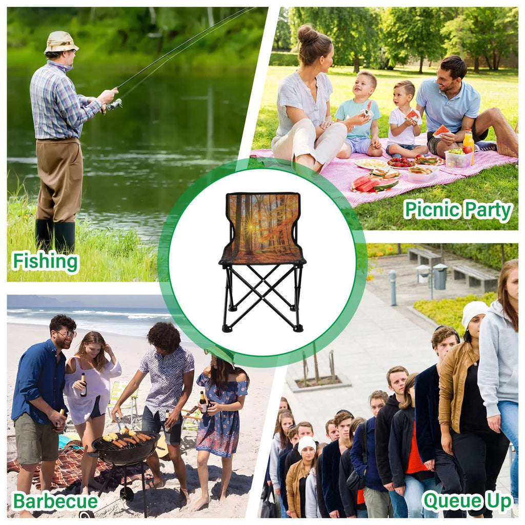 Carry Portable Beach Chair Bag Chair Lawn Camping Forest Support Chair Leaves 220LBS to Fishing Autumn Chair Folding exterior with