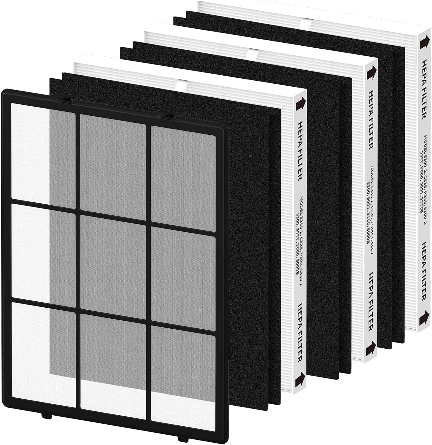 Winix Replacement PlasmaWave HEPA 2 Pre-Filter, A Purifier dimension 5300-2 21 Filter Filters Carbon 4 and Washable 115115 C535 HEPA with Compatible Air 6300-2,1
