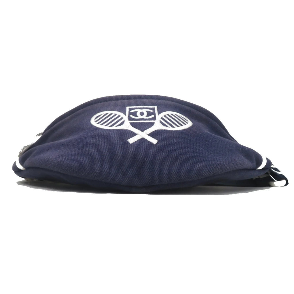Sportsline Waist (Good) Navy/White Pre-Owned Body Canvas Women's Bag Men's