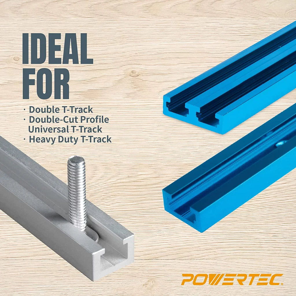 Track 1/4-20 (71846) Kit x Hold 2x5-1/2" 10) Track Fixtures and w/Hold Kit, Down of Clamps, T Hex Washers, Accessories POWERTEC Track for T L Bolts Clamps, Down 1-1/2" and Woodworking Jigs Knob T (Set