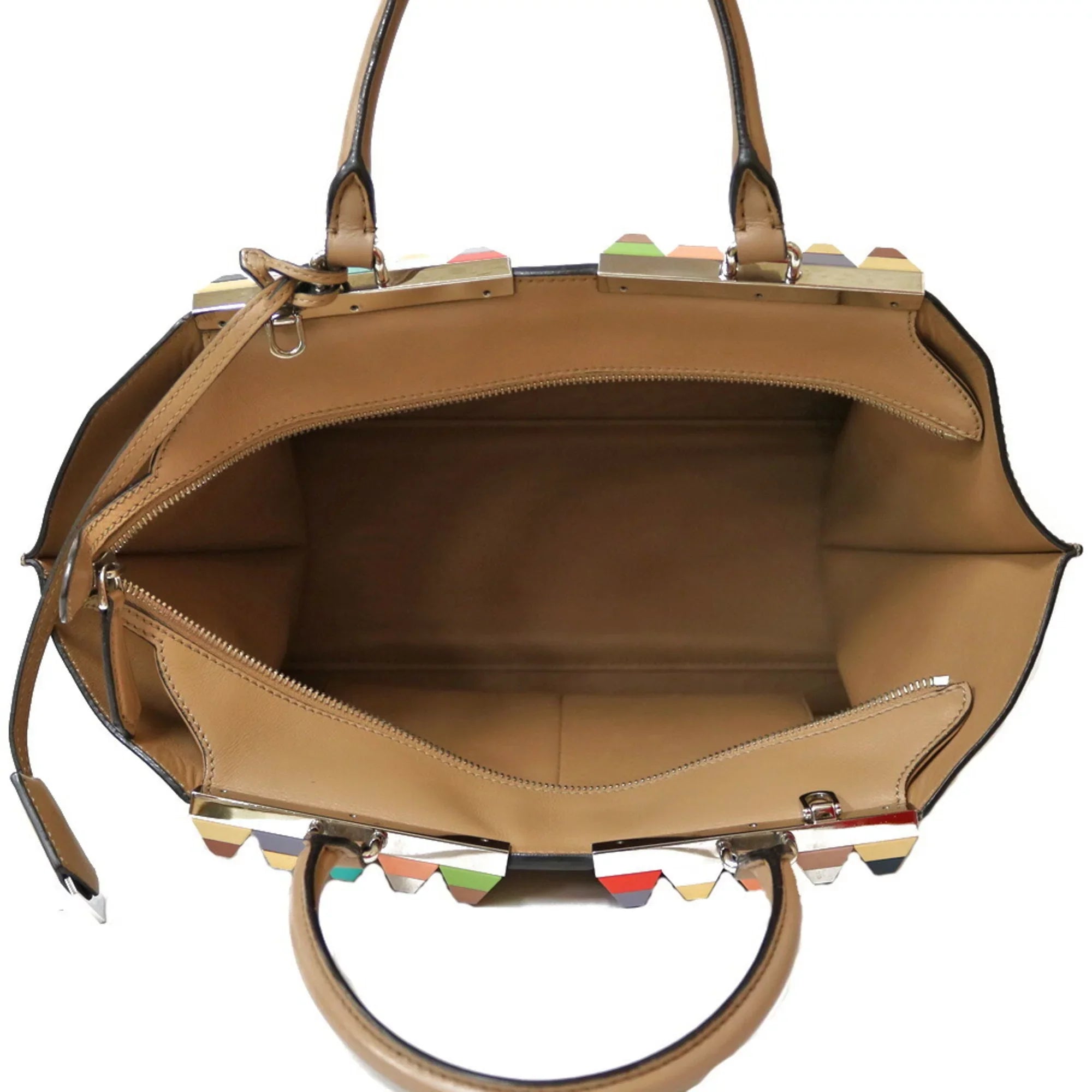 Shoulder Pre-Owned Heors Women's (Good) Leather FENDI Trois Bag Beige