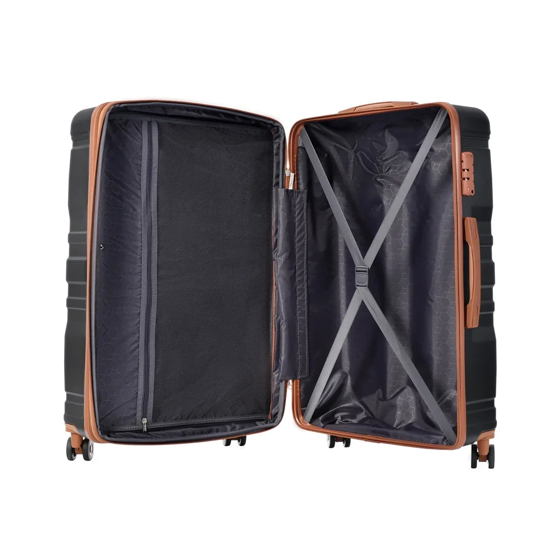 Yone Lightweight je with Wheels ABS 3 Spinner Luggage Lock, Suit Set, case Suitcase Hardside jx Inch,Black Pcs TSA 20/24/28