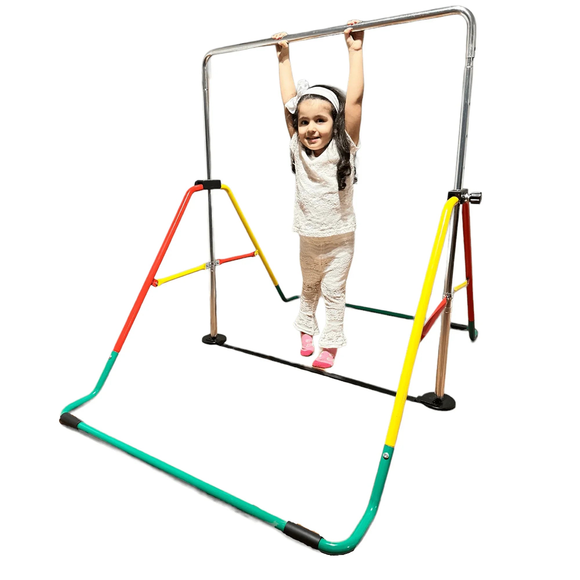 Bar Gymnastics Kids' Monkey (Red/Yellow) Horizontal for Playground Gymnasts - - Training Boys/Girls Bar Junior for Height-Adjustable Folding Kip - Equipment Bar Home Bar Expandable