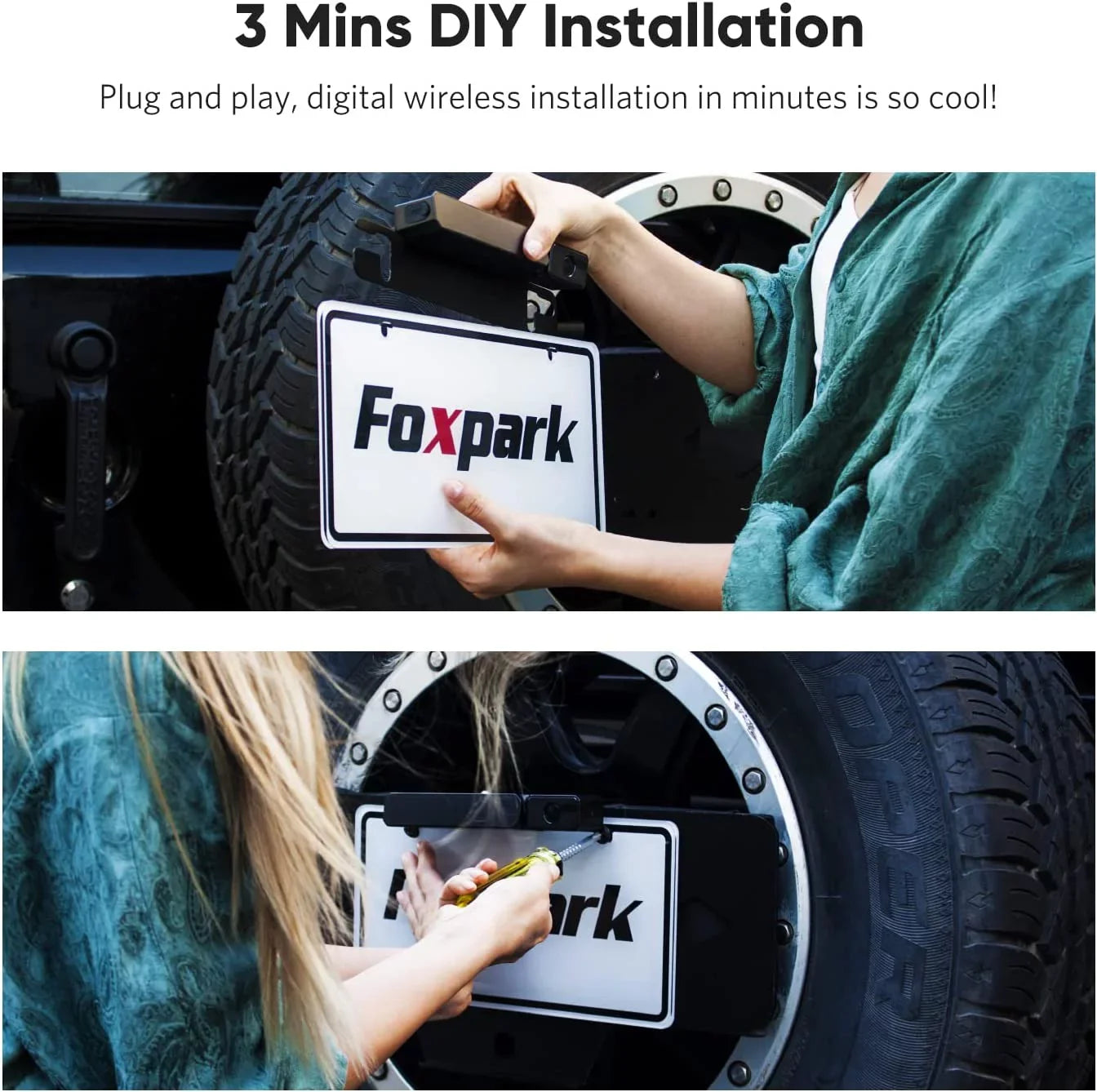 System Cameras Truck, Camera Wireless RV 2 for 1080P Cameras, Rear Backup Van, Wireless Reverse IP69K Waterproof 33FT View Under with Solar Camera