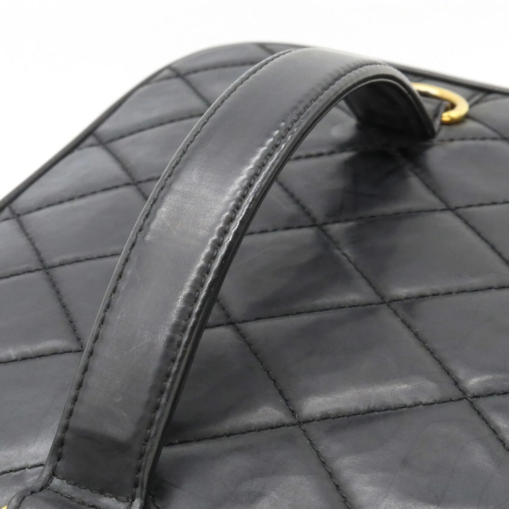 Matelasse Pre-Owned Leather Coco (Fair) Mark Shoulder Black Vanity Handbag Bag