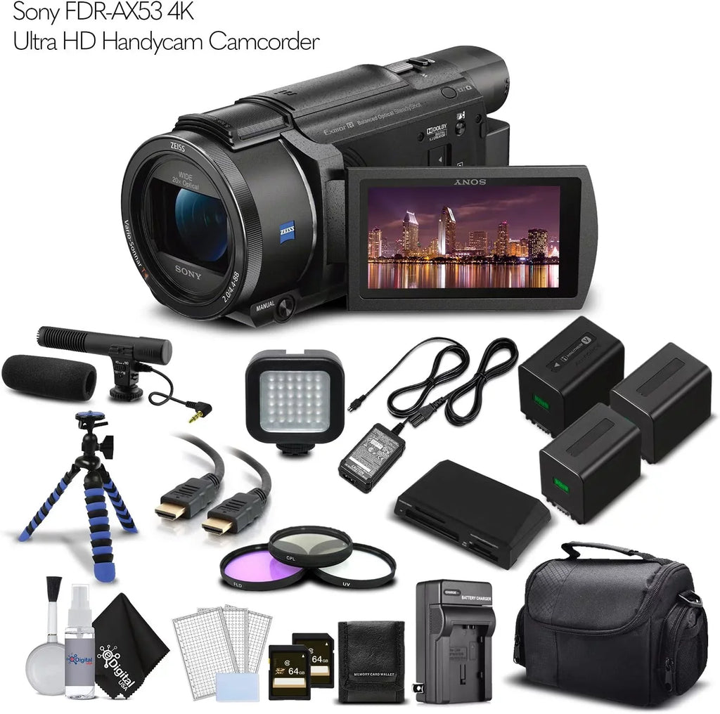 FDR-AX53 Bundle Professional HD Ultra Camcorder. - 4K Handycam