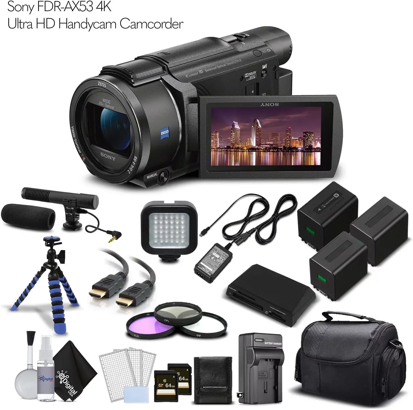 FDR-AX53 Bundle Professional HD Ultra Camcorder. - 4K Handycam