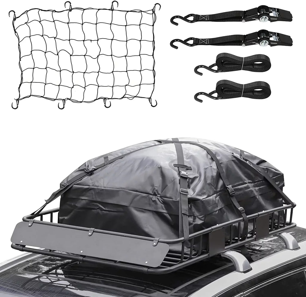 Bag, Down Tie Rooftop Eyoloty Capacity, 64"x SUV, 39" Roof Waterproof Car Strap, Carrier and Basket Luggage Cargo Rack, Net, for Duty Rack Top Extension with Holder 150lb Heavy Construction Steel