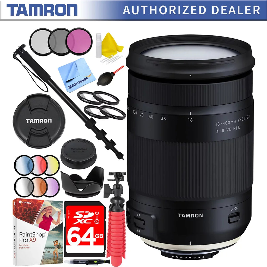 Lens Filter Bundle Di Zoom 64GB Nikon Tamron All-In-One with VC Mount HLD Plus Sets for II 72mm f/3.5-6.3 Accessories 18-400mm