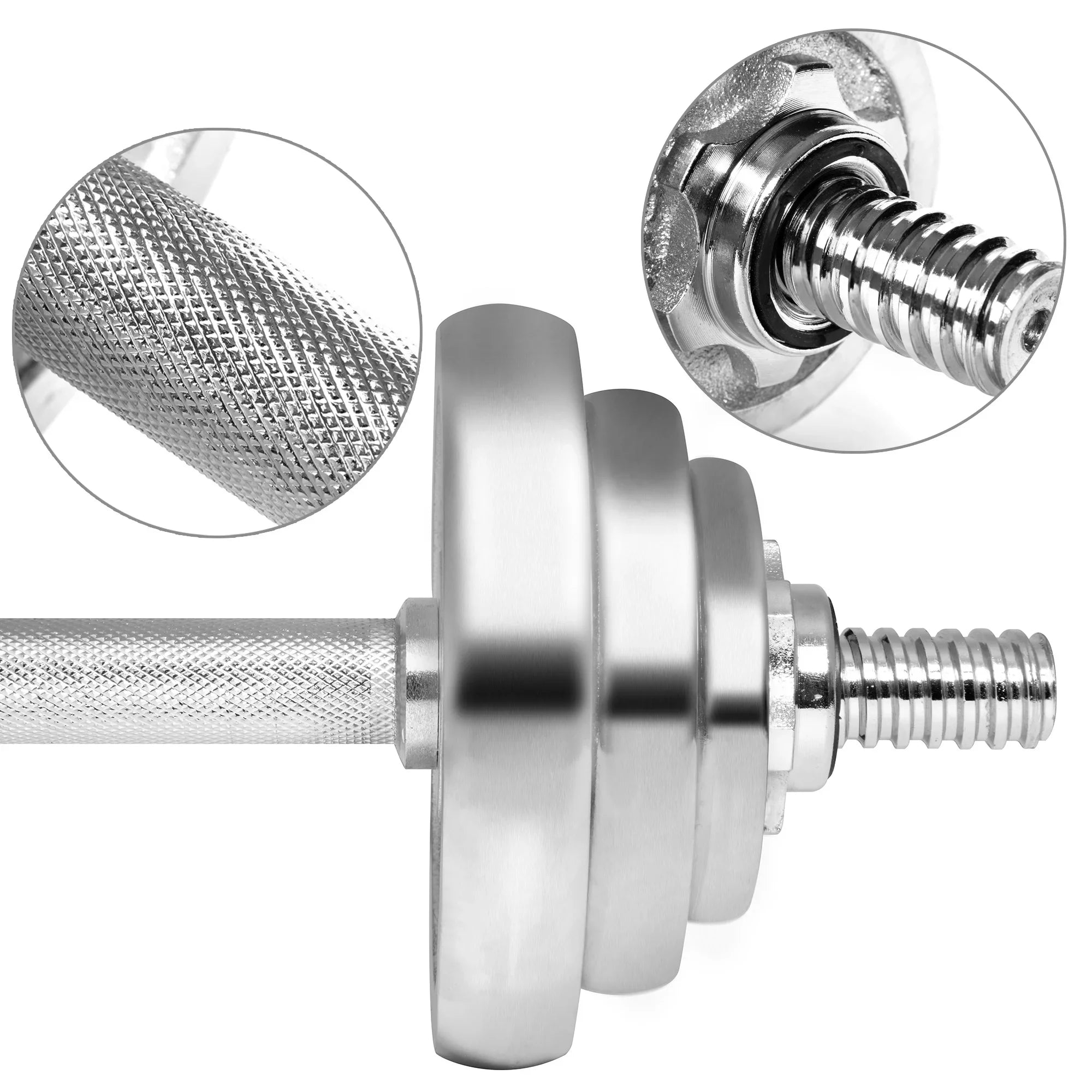 Dumbbells Adjustable Fitness 66LB Detachable Weight Gym SAYFUT Household for Silver Dumbbell Barbells Set Exercise,