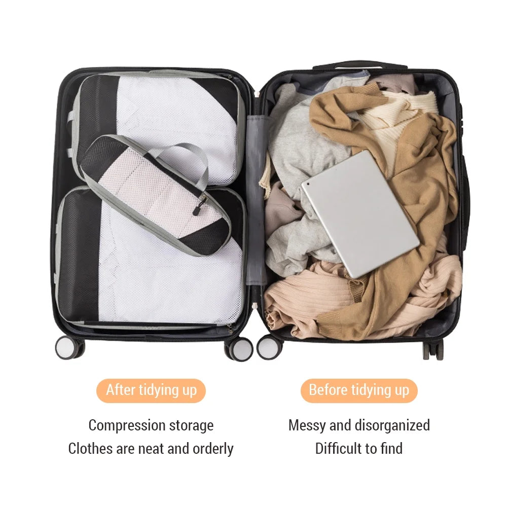 bag,1 Mewmewcat Compressible On storage Set Set Huiop Compressible Tomshoo Suitcase Carry Carry On