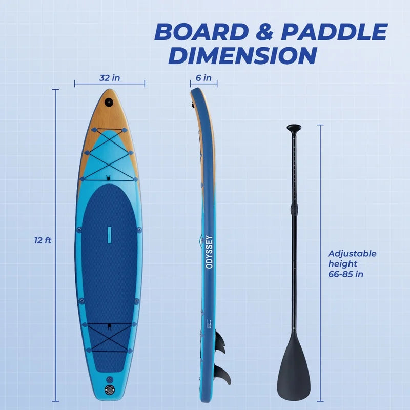 Air Fin, 32'' Leash, Paddle x (12' with Pump, ft x 12 Premium KLOKICK ELECTRONIC 6'') Inflatable SUP