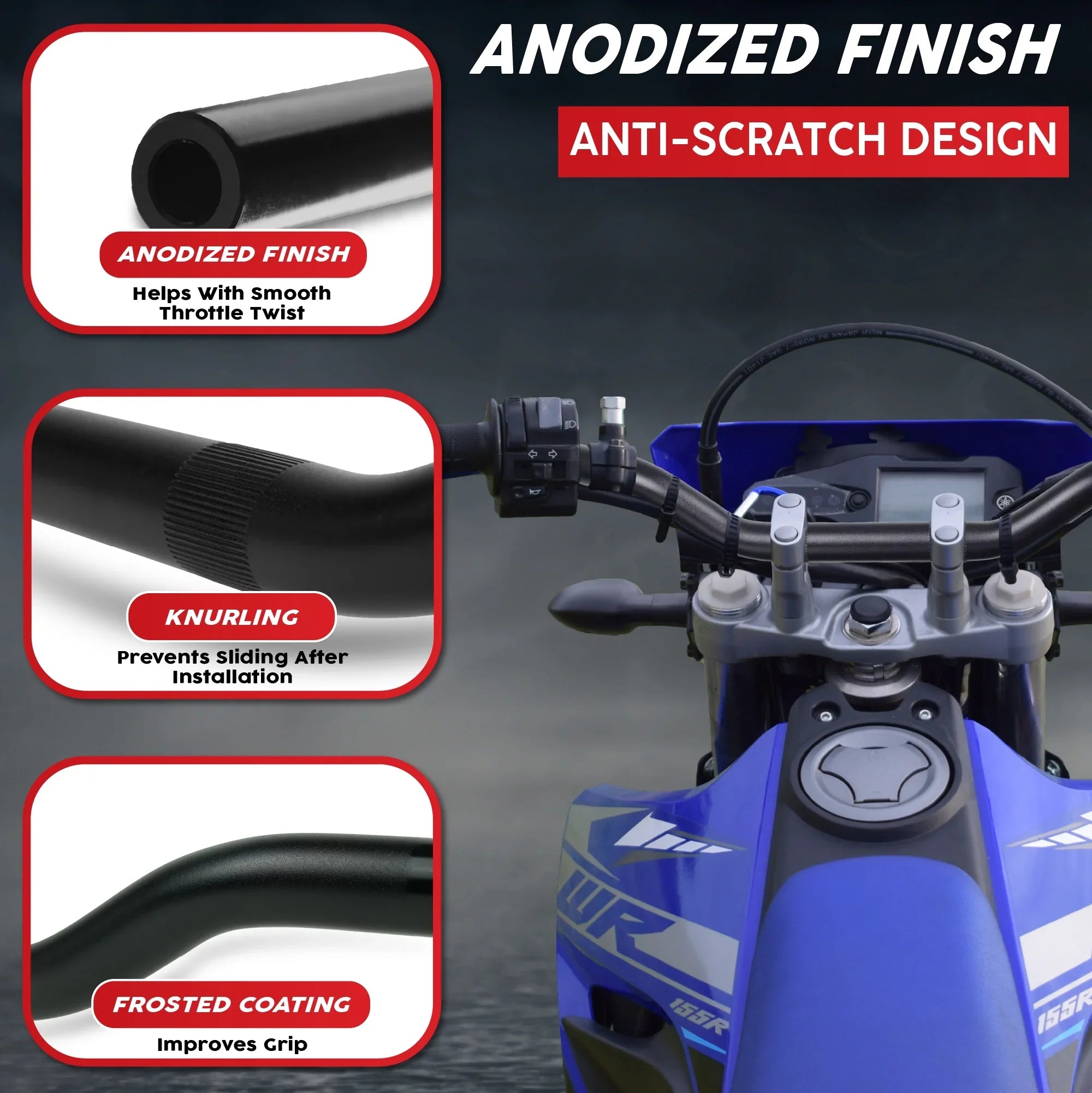 7/8 400 Motorcycle Inch Krator Majesty XC 180 Yamaha Low-Rise 200 Compatible 125 Handlebar with