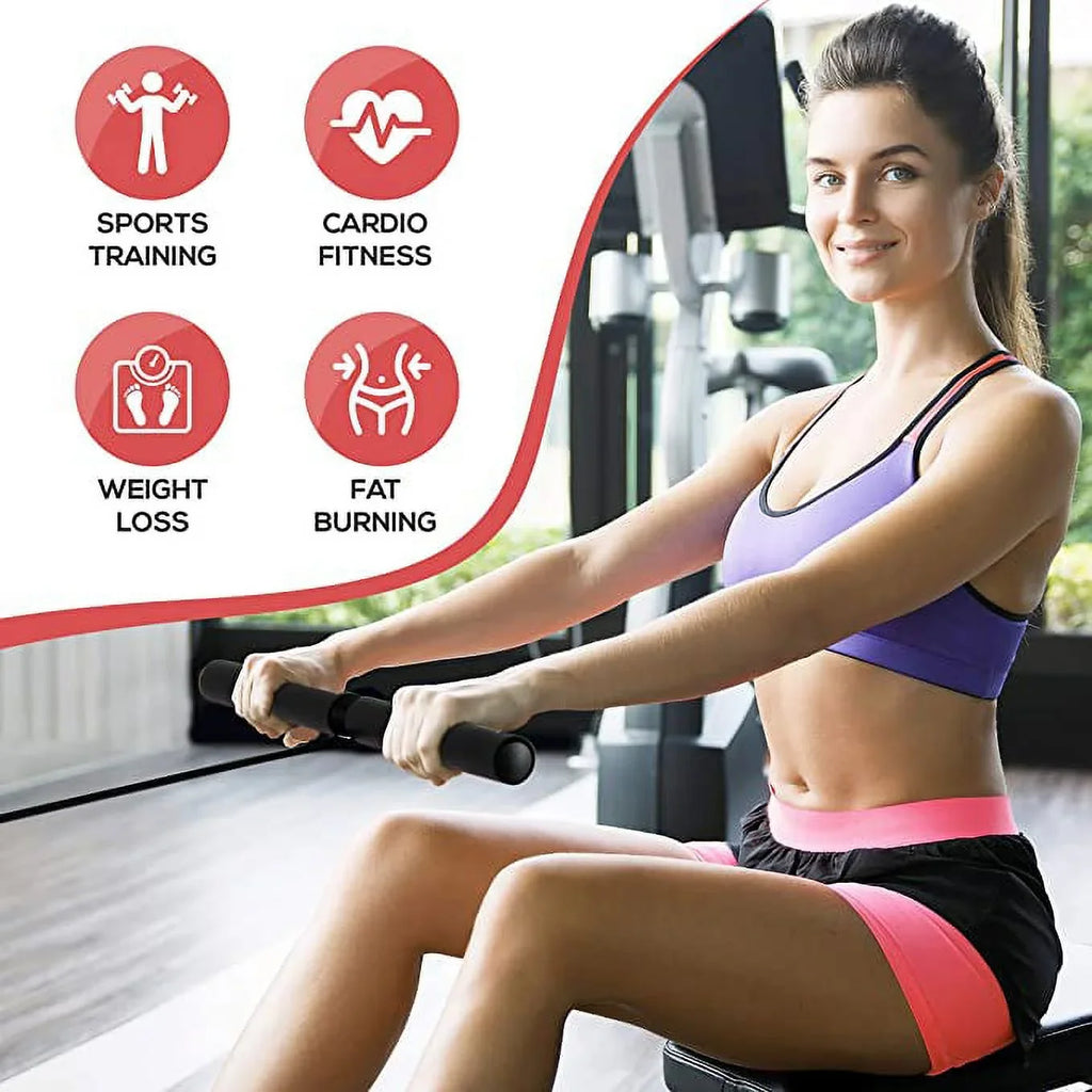 Rowing for Magnetic and Machine Machine Resistance Machine SereneLife Levels Rowing Exercise (Black) Rowing Gym, (8) Selectable Air