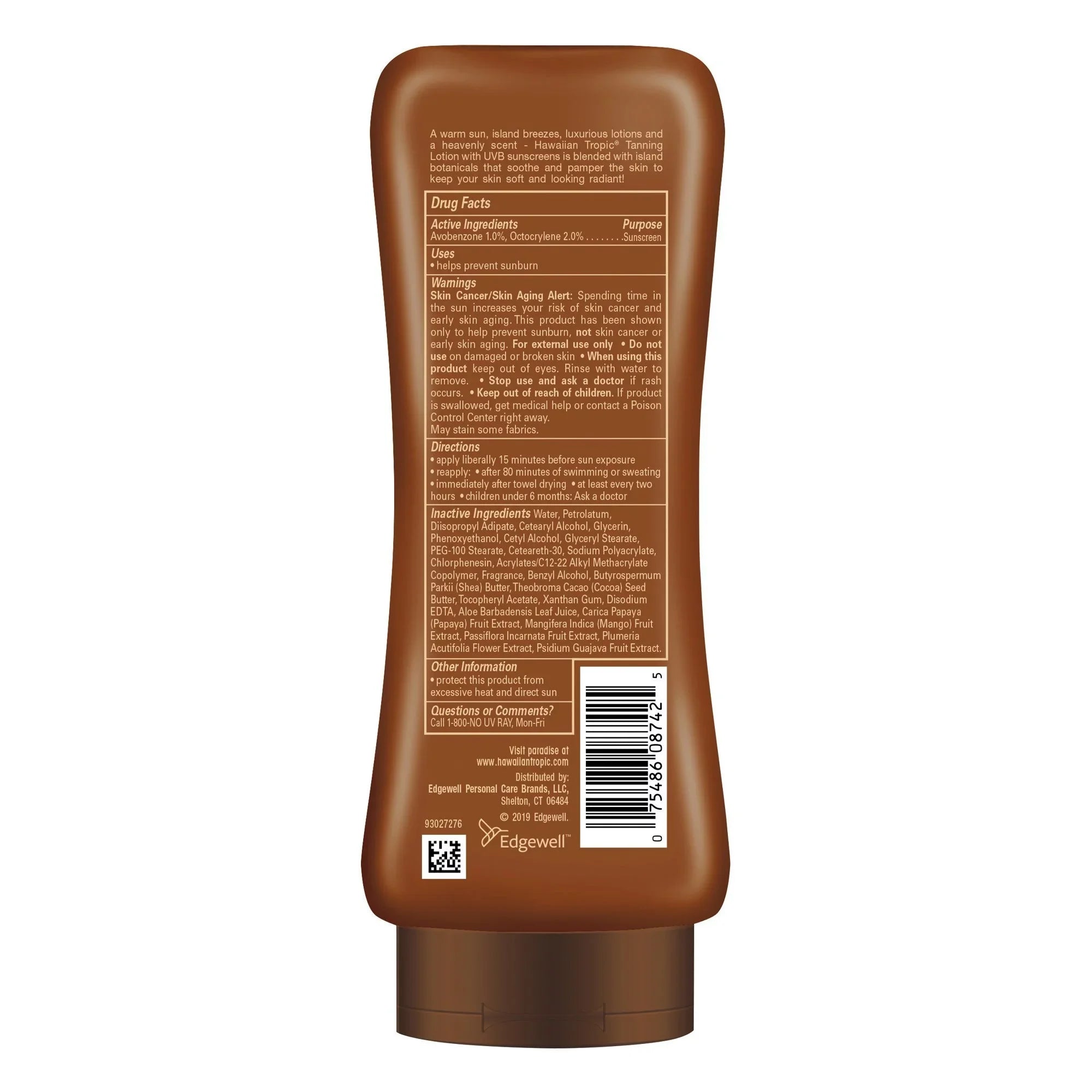 4, oz Hawaiian Lotion 8 Spf Skin Tanning Protects Nourishing Pamper Tropic