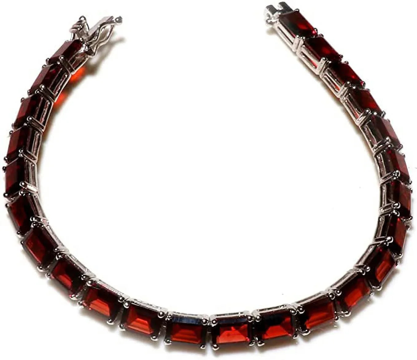 Garnet Bracelet 925 Gemstone Fashion Tennis For Bracelets Women, Genuine Jewelry, 7.5" Silver Designer Sterling Mozambique
