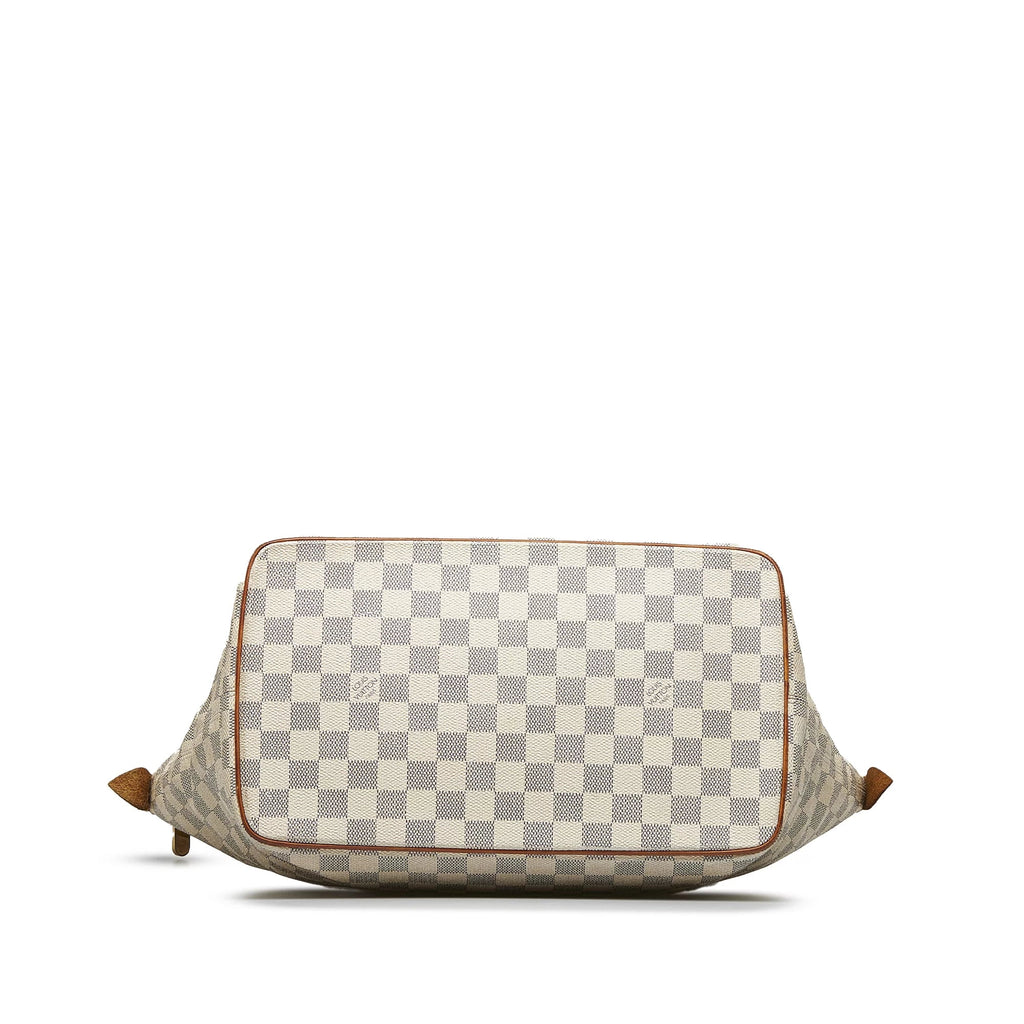 White Damier Azur Pre-Owned MM Authenticated Unisex Tote (Good) Canvas Saleya Bag