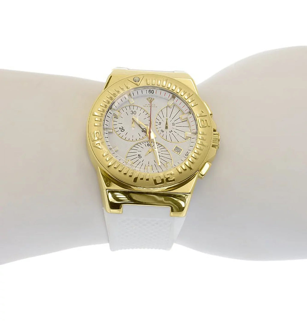 Chronograph Jojo Band 49mm Gold Mens Rodeo Joe Tone Silicone White Watch