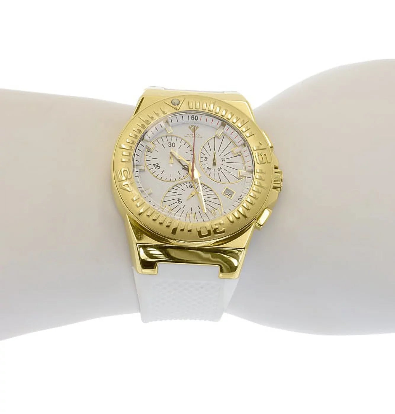 Chronograph Jojo Band 49mm Gold Mens Rodeo Joe Tone Silicone White Watch
