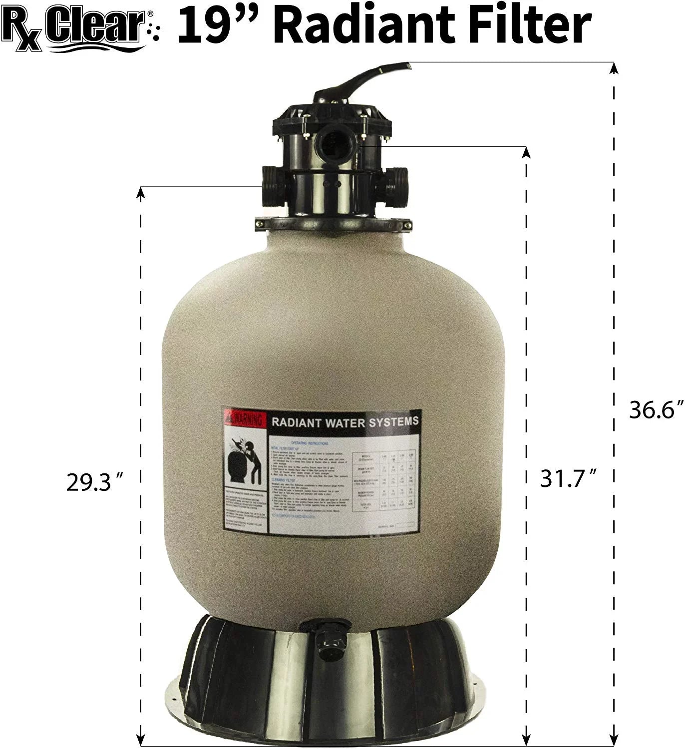 Clear Sand Extreme Radiant with Rx HP 19" Above-Ground Force Filter 1 Pump Pool