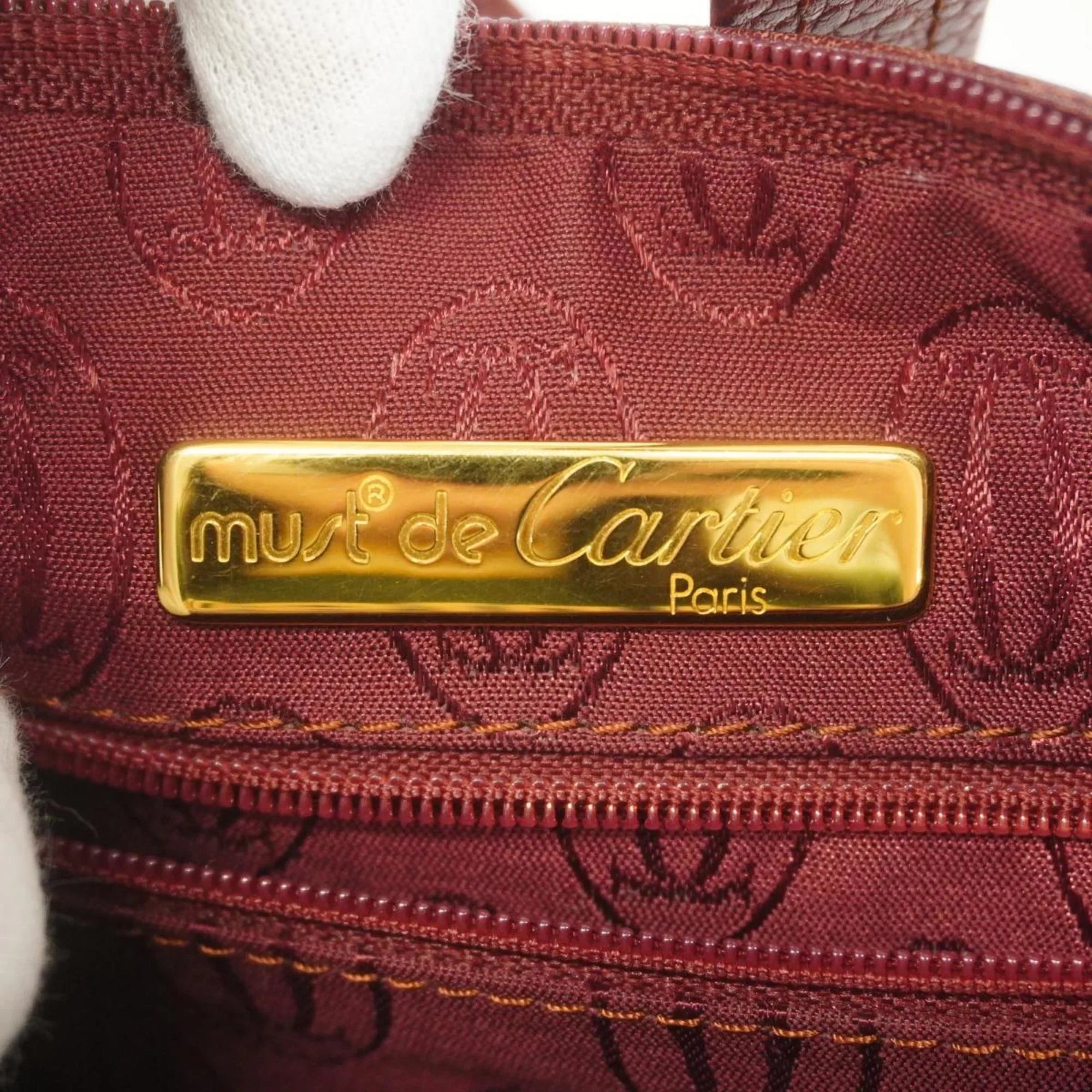 Red Ladies Shoulder Must Cartier Bag (Good) Pre-Owned Leather