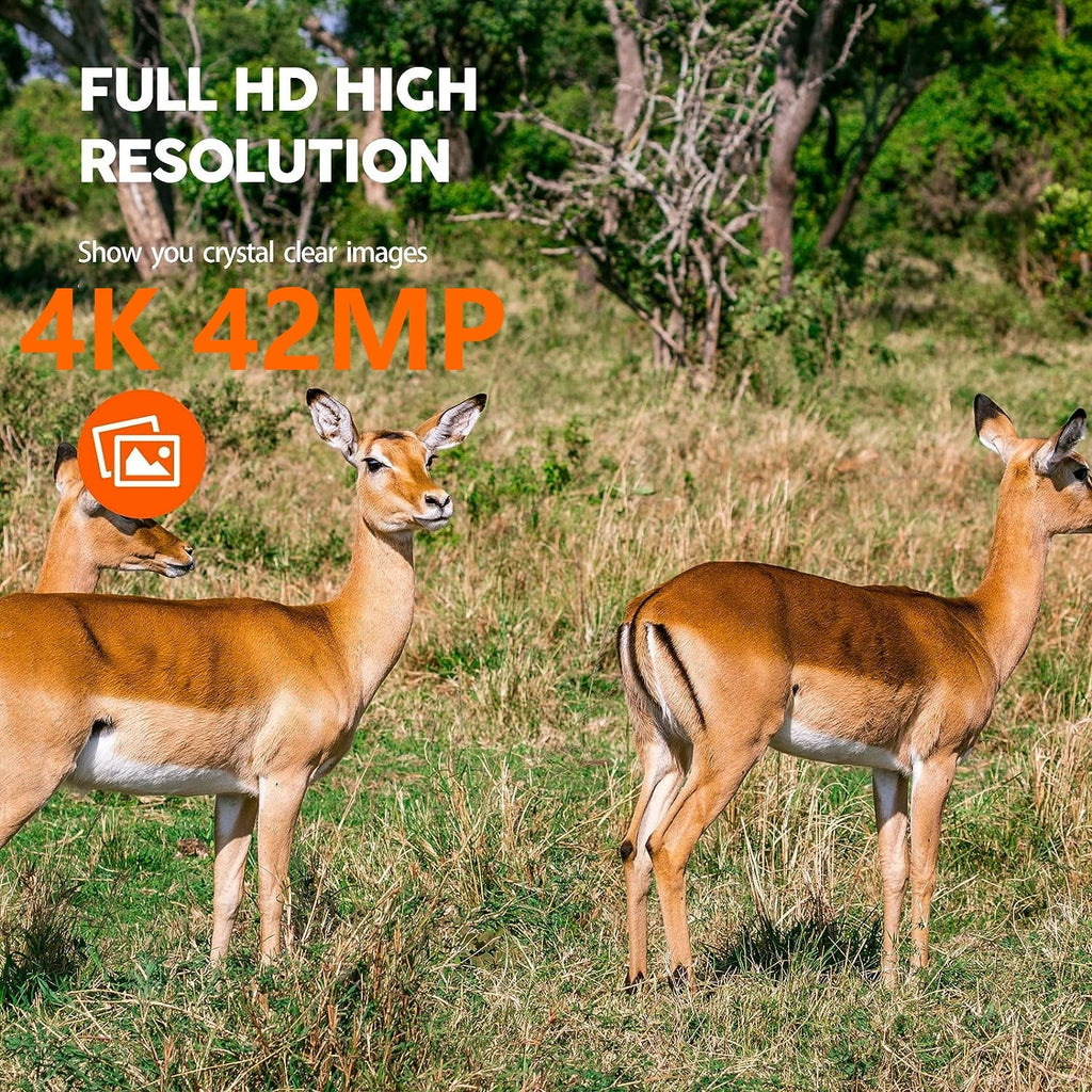 Game Camera Trail Wildlife WiFi Deer for Infrared 3PIR 42MP Waterproof 4K 2.4" Bluetooth Night Trigger Sensor IP66 Cam 0.2s Trail Camera with Monitoring Hunting LCD Vision CAMPARK