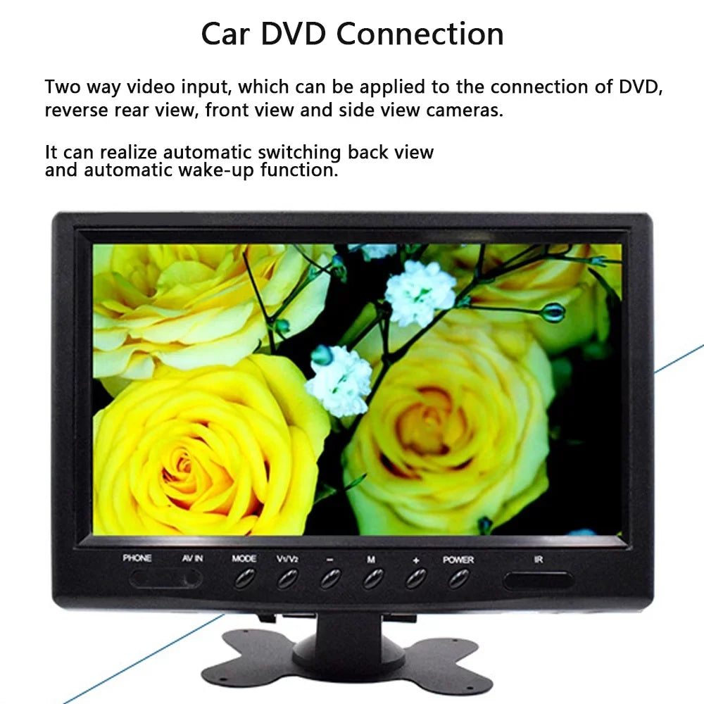 Reverse,Front-View, 9 Camera Monitor, Color Reverse and Backup Connection. for Rear Rear Camera View View Video Car HD Install Inch Display Side-View Input TFT Easy Two-Way to LCD